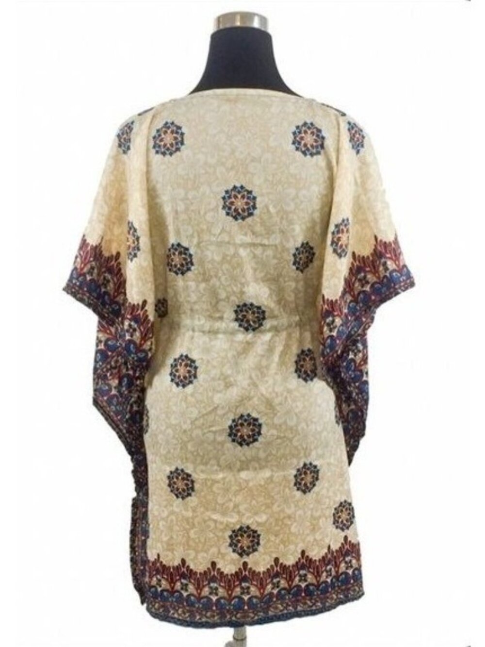 VTG Ornate Medallion Empire Waist Kaftan Tunic M/L | Noughties Boho Indie Sleaze - Picture 4 of 7